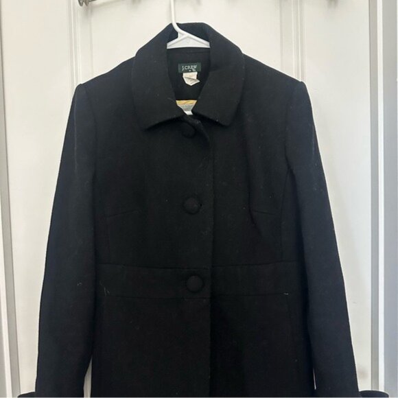 J.Crew Women’s Black Wool Trench Coat Size 10 Elegant Timeless Outerwear - Picture 5 of 14